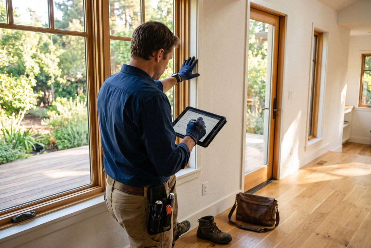 Inspector documenting an accessible window